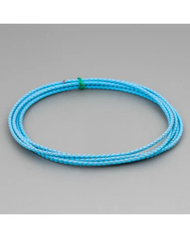 Cordone Di Vera Pelle Intrecciato 3mm 2 Metri Celeste-CORDONE DI PELLE | Worldofjewel.com