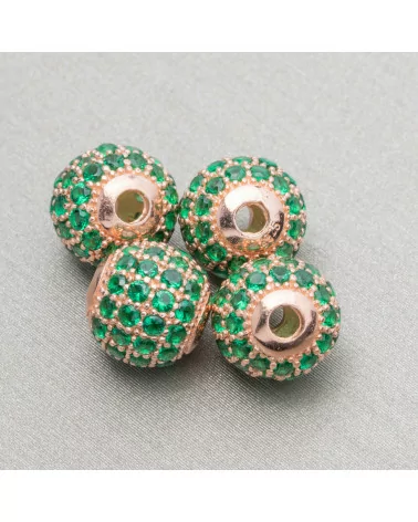 Distanziatore Di Argento 925 Palline Zirconate 6mm 8pz Oro Rosa Smeraldo Verde-PALLINE ZIRCONATE | Worldofjewel.com