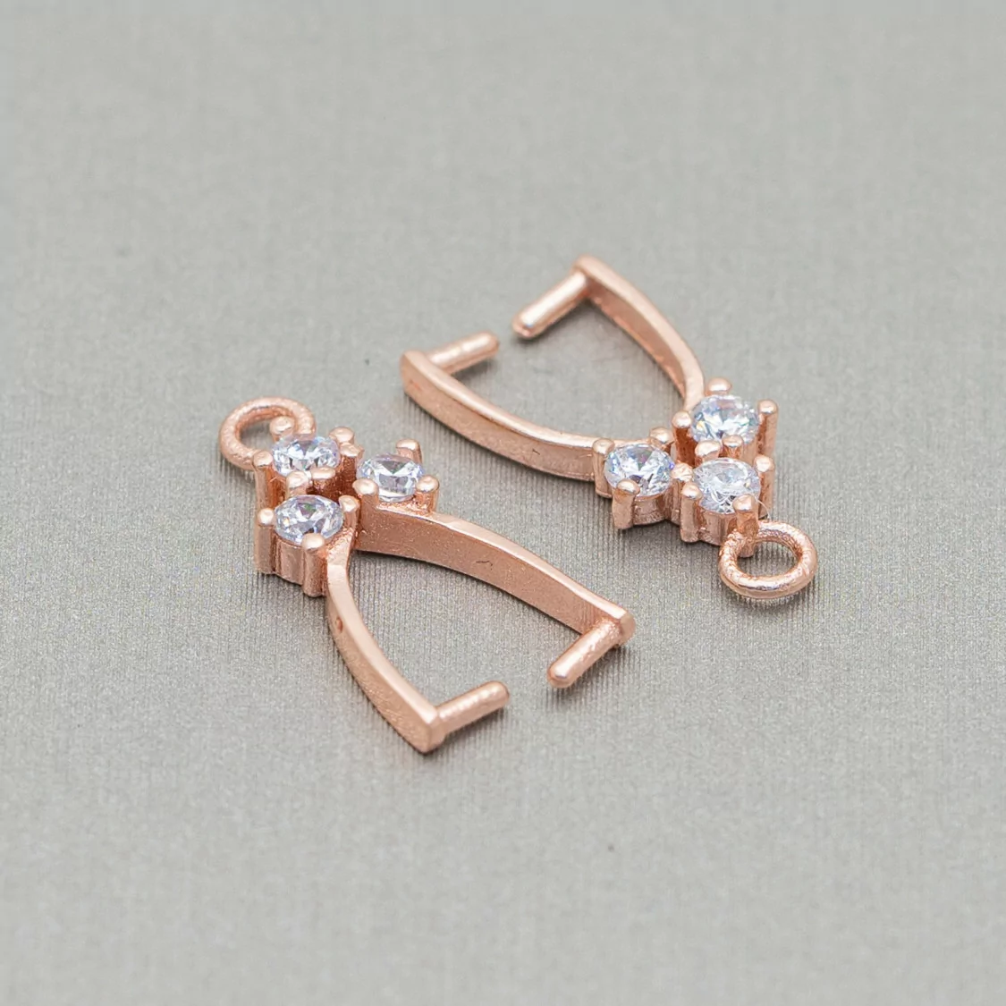 Gancio Per Pendente Di Argento 925 Con Zirconi 09x14mm 10pz Oro Rosa-GANCI | Worldofjewel.com