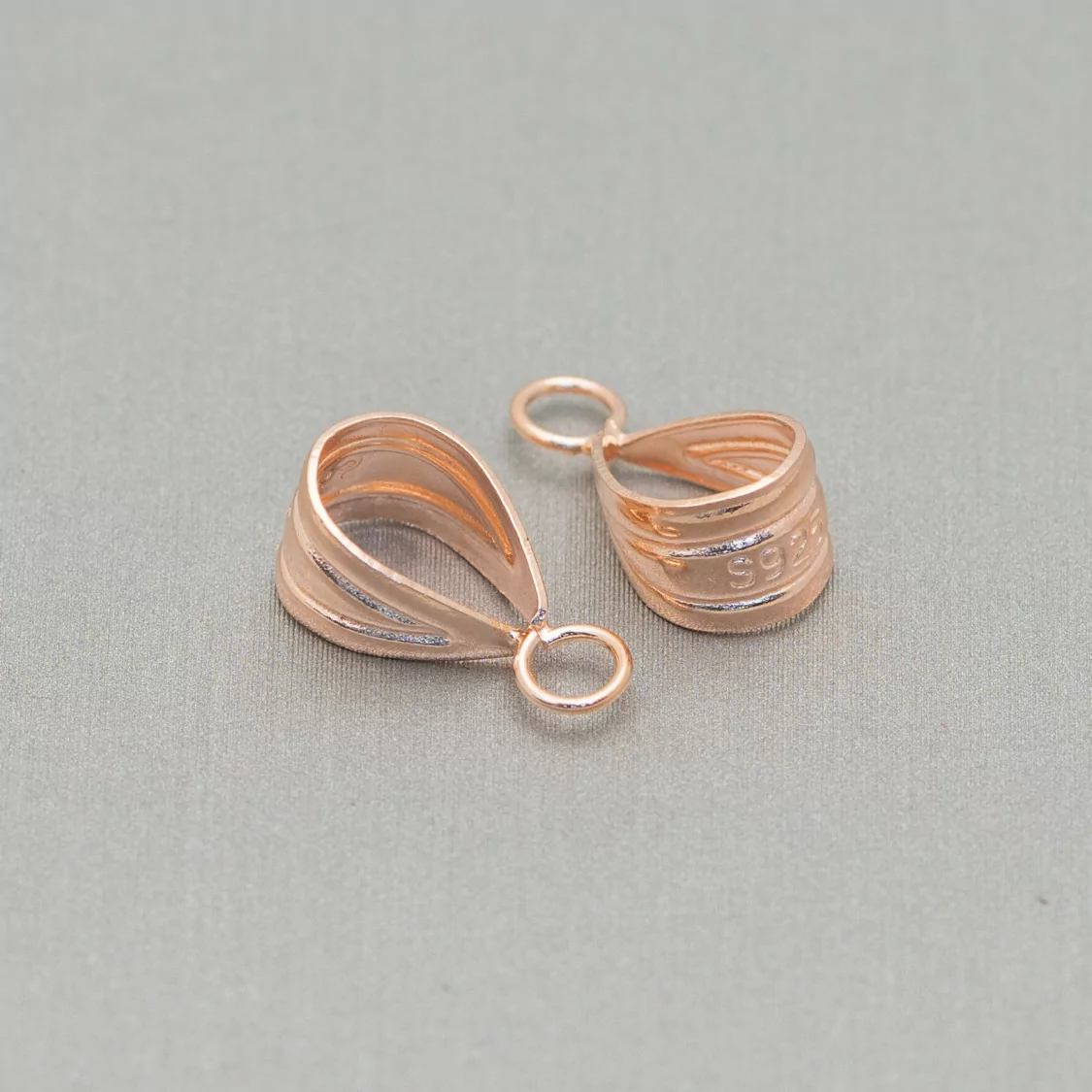 Gancio Per Pendente Di Argento 925 Lavorato Con Anellino Saldato 5,5x14mm 10pz Oro Rosa-GANCI | Worldofjewel.com