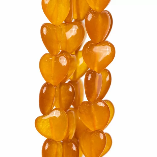 Jade Orange Amber Λεία επίπεδη καρδιά 15mm