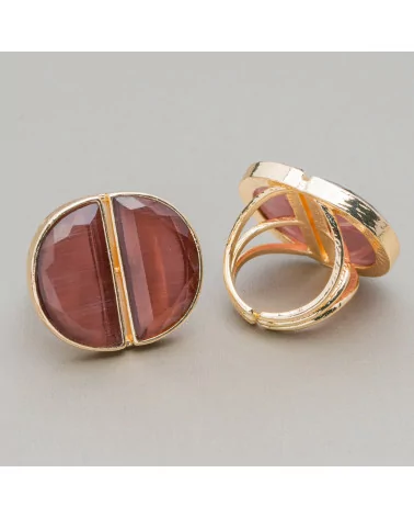 Anello Di Bronzo Con Occhio Di Gatto Doppia Mezzaluna 25x28mm Misura Regolabile Viola-ANELLI BRONZO E OCCHIO DI GATTO | Worldofjewel.com