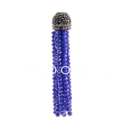 Nappine Di Cristalli Con Coppetta Di Marcasite 14x75mm 2pz Blu