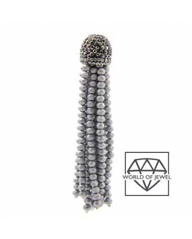 Nappine Di Cristalli Con Coppetta Di Marcasite 14x75mm 2pz Silver Matte-CIONDOLI DI PIETRE DURE | Worldofjewel.com