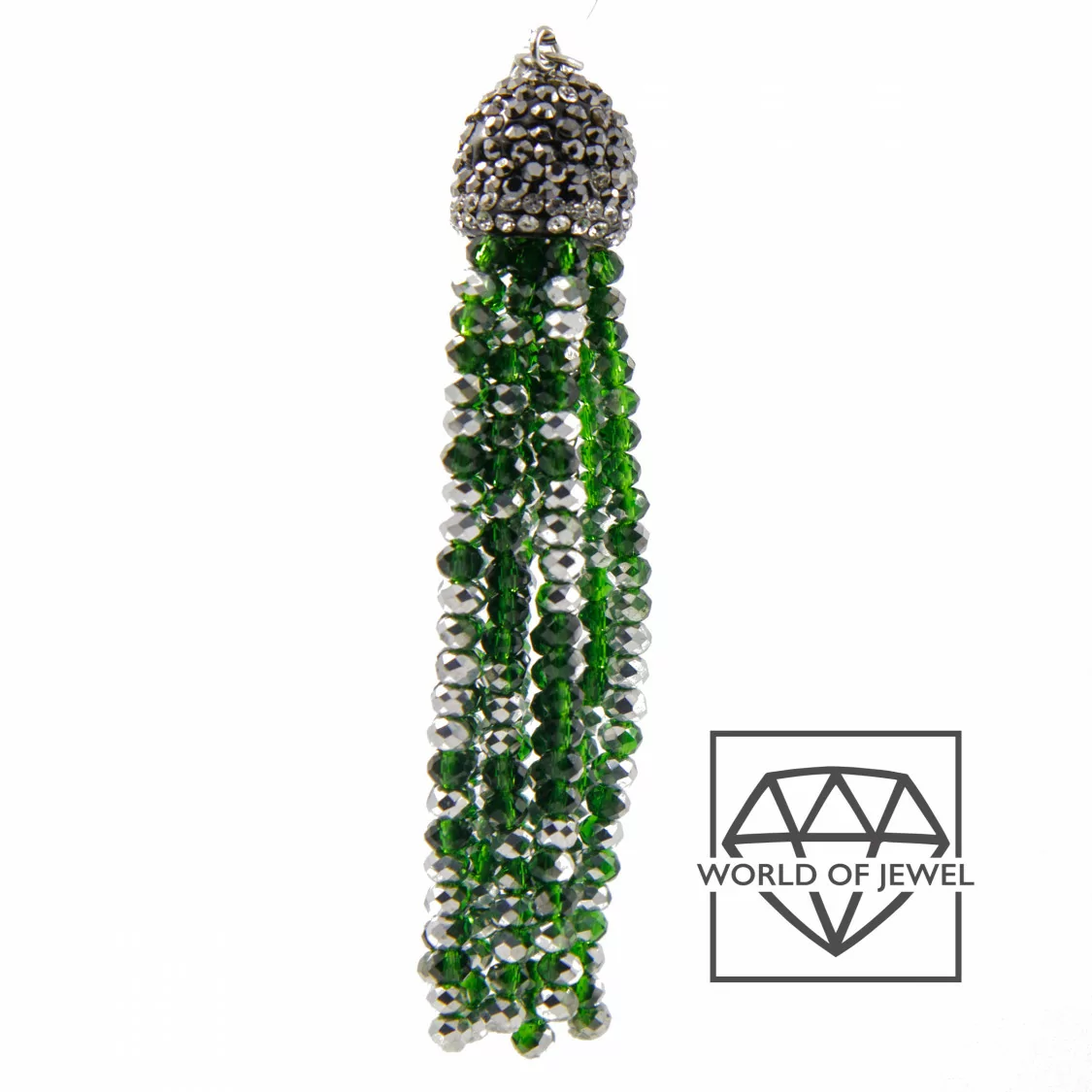 Nappine Di Cristalli Con Coppetta Di Marcasite 14x75mm 2pz Verde E Argento-CIONDOLI DI PIETRE DURE | Worldofjewel.com