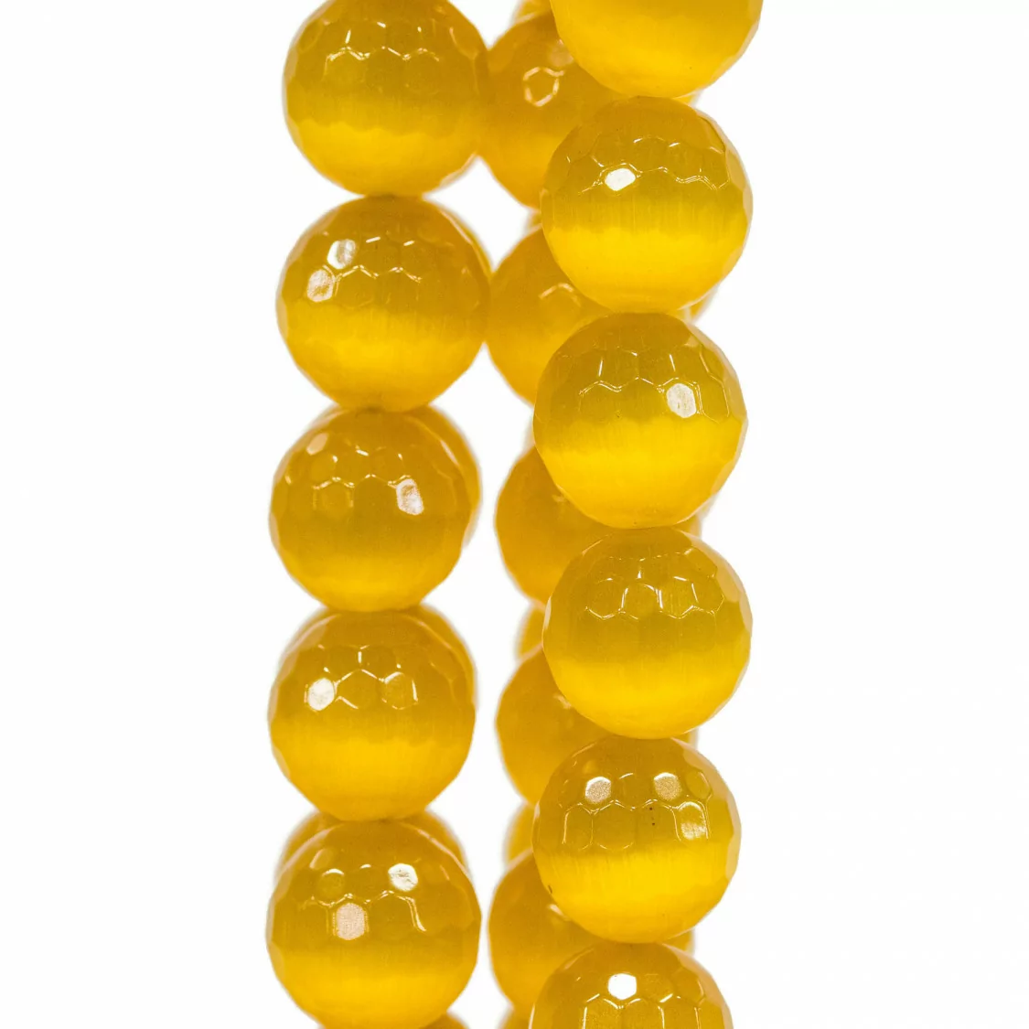 Occhio Di Gatto Giallo Perlina Tonda Sfaccettata 16mm-GIALLO | Worldofjewel.com