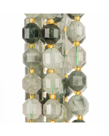 Quarzo Rutilato Verde Ball Taglio Cilindrico Sfaccettato 9x10mm-QUARZO RUTILATO | Worldofjewel.com