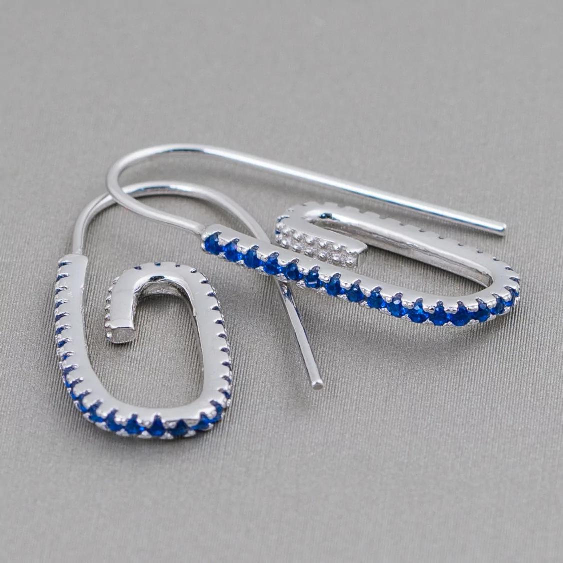 Orecchini Monachella Di Argento 925 Con Zirconi Micropave' 12x28mm 2 Paia Rodiato Blu-ARGENTO 925 DESIGN ITALY | Worldofjewel.com