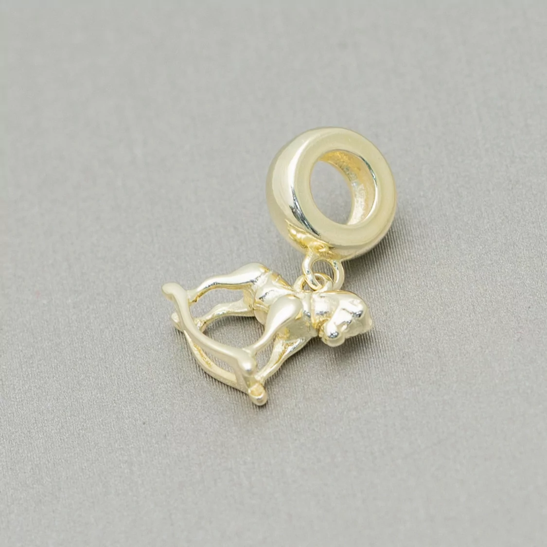 Pendenti Charms Di Argento 925 Foro Largo Cavallo A Dondolo 4pz Dorato-ARGENTO 925 DESIGN ITALY | Worldofjewel.com