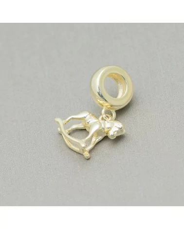 Pendenti Charms Di Argento 925 Foro Largo Cavallo A Dondolo 4pz Dorato-ARGENTO 925 DESIGN ITALY | Worldofjewel.com