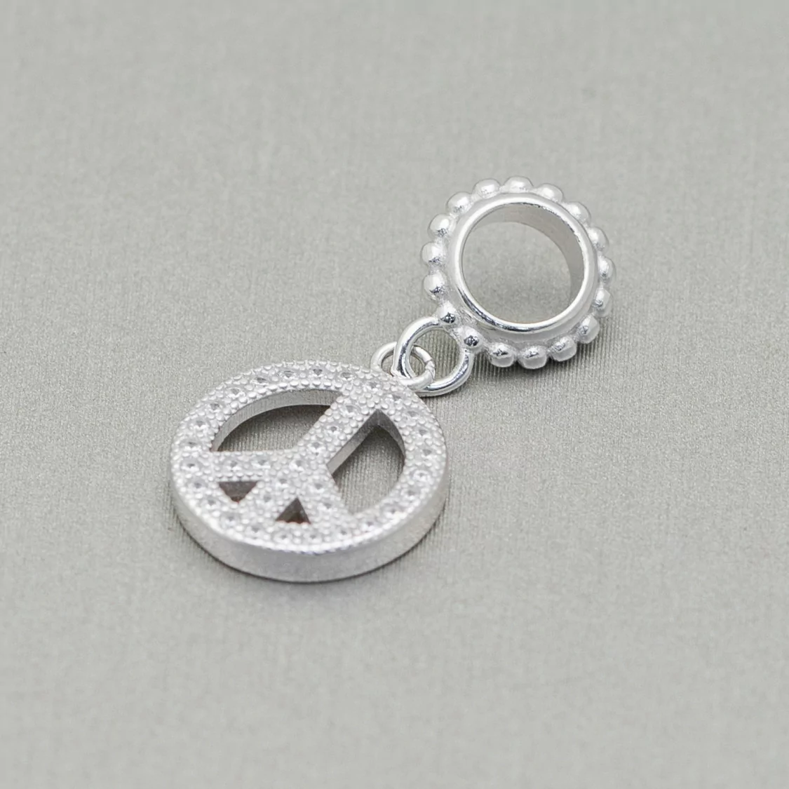 Pendenti Charms Di Argento 925 Foro Largo Con Zirconi Pace 5pz Rodiato-ARGENTO 925 DESIGN ITALY | Worldofjewel.com