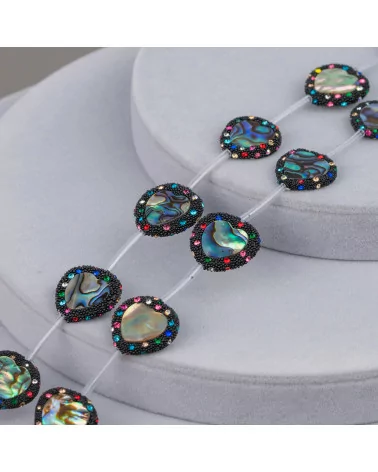 Perline A Filo Connettore Di Madreperla Nera Cuore Piatto 21mm Bordato Con Strass Multicolor 10pz-PERLINE CON MARCASITE STRASS | Worldofjewel.com