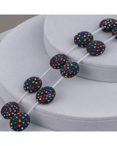 Perline A Filo Connettore Nero Con Strass Multicolor Tondo Piatto 20mm 10pz-PERLINE CON MARCASITE STRASS | Worldofjewel.com