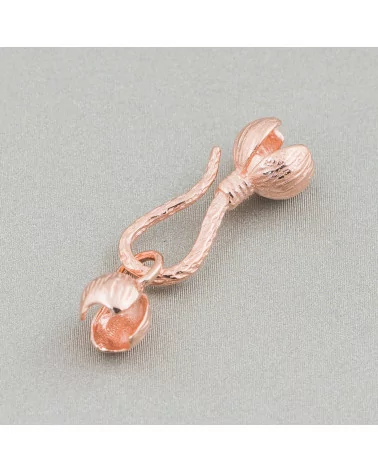 Chiusura Di Argento 925 Gancio Con Coppetta A Pallina 5mm 8pz Oro Rosa-CHIUSURE DI ARGENTO | Worldofjewel.com