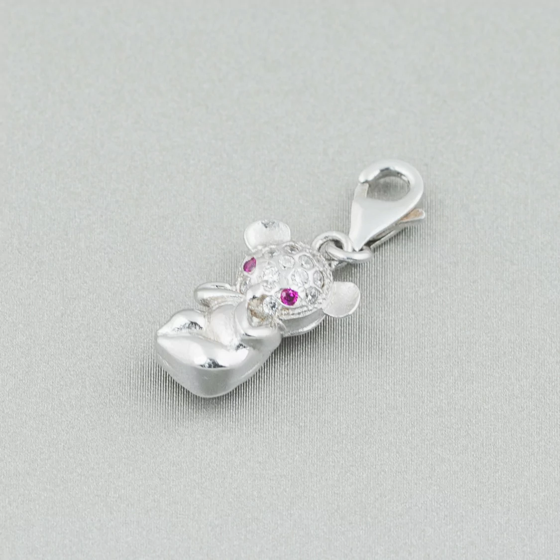 Ciondolo Pendente Di Argento 925 Con Moschettone E Zirconi 9x15mm 3pz Orsetto-ARGENTO 925 DESIGN ITALY | Worldofjewel.com