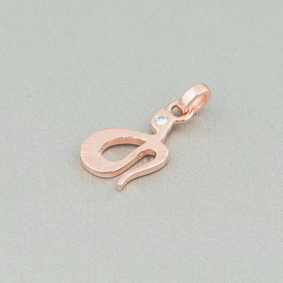 Ciondolo Pendente Di Argento 925 Serpente Con Zircone Oro Rosa Spazzolato 8x18mm 6pz-ARGENTO 925 DESIGN ITALY | Worldofjewel.com