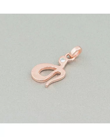 Ciondolo Pendente Di Argento 925 Serpente Con Zircone Oro Rosa Spazzolato 8x18mm 6pz-ARGENTO 925 DESIGN ITALY | Worldofjewel.com