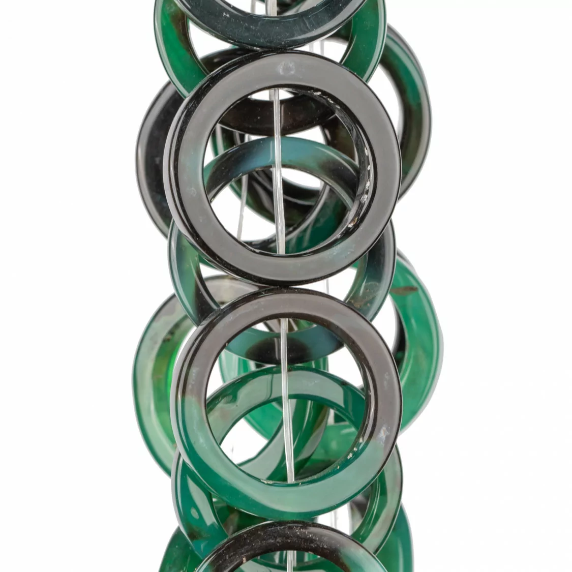 Agata Piatto Forato Tondo 35-38mm Verde Scuro E Nero-AGATA VERDE | Worldofjewel.com