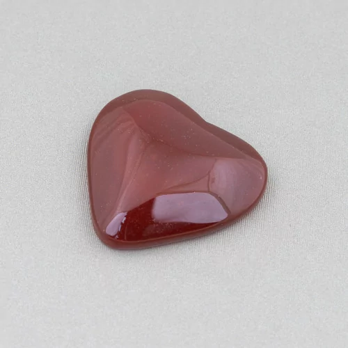 Cabochon Grand Coeur Composant 30mm 3pcs Agate Rouge