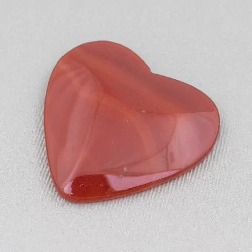 Cabochon Grand Coeur Composant 40mm 2pcs Agate Rouge