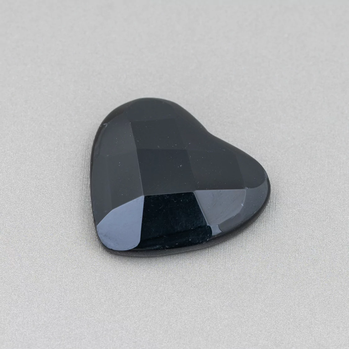 Componente Cabochon Grande Cuore Sfaccettato 30mm 2pz Agata Nera- CABOCHON GRANDI | Worldofjewel.com