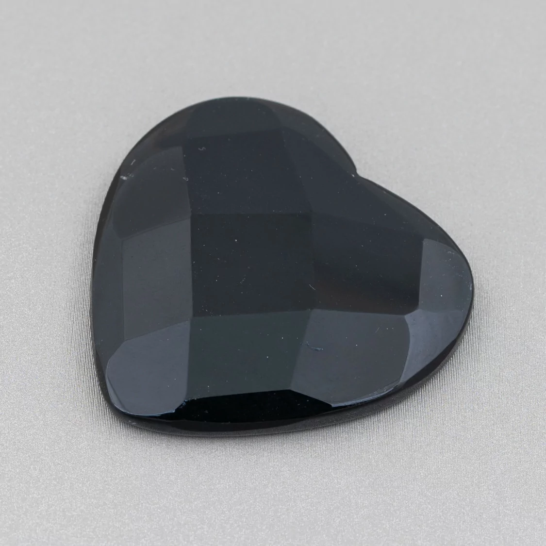 Componente Cabochon Grande Cuore Sfaccettato 40mm 1pz Agata Nera- CABOCHON GRANDI | Worldofjewel.com