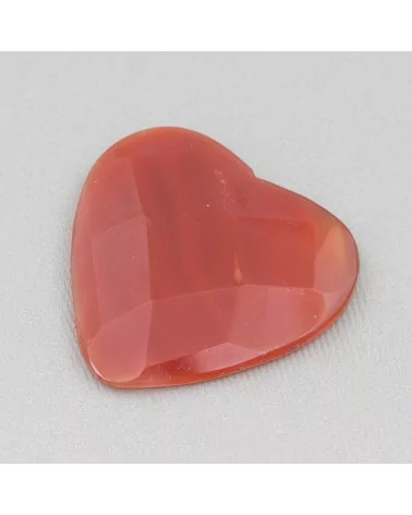 Componente Cabochon Grande Cuore Sfaccettato 40mm 1pz Agata Rossa- CABOCHON GRANDI | Worldofjewel.com