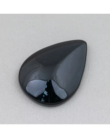 Componente Cabochon Grande Goccia 28x40mm 2pz Agata Nera- CABOCHON GRANDI | Worldofjewel.com