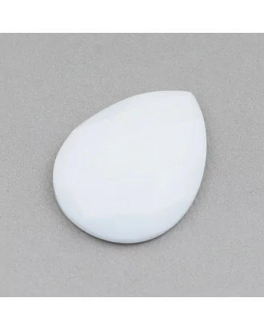 Componente Cabochon Grande Goccia Sfaccettato 30x40mm 1pz Agata Bianca- CABOCHON GRANDI | Worldofjewel.com