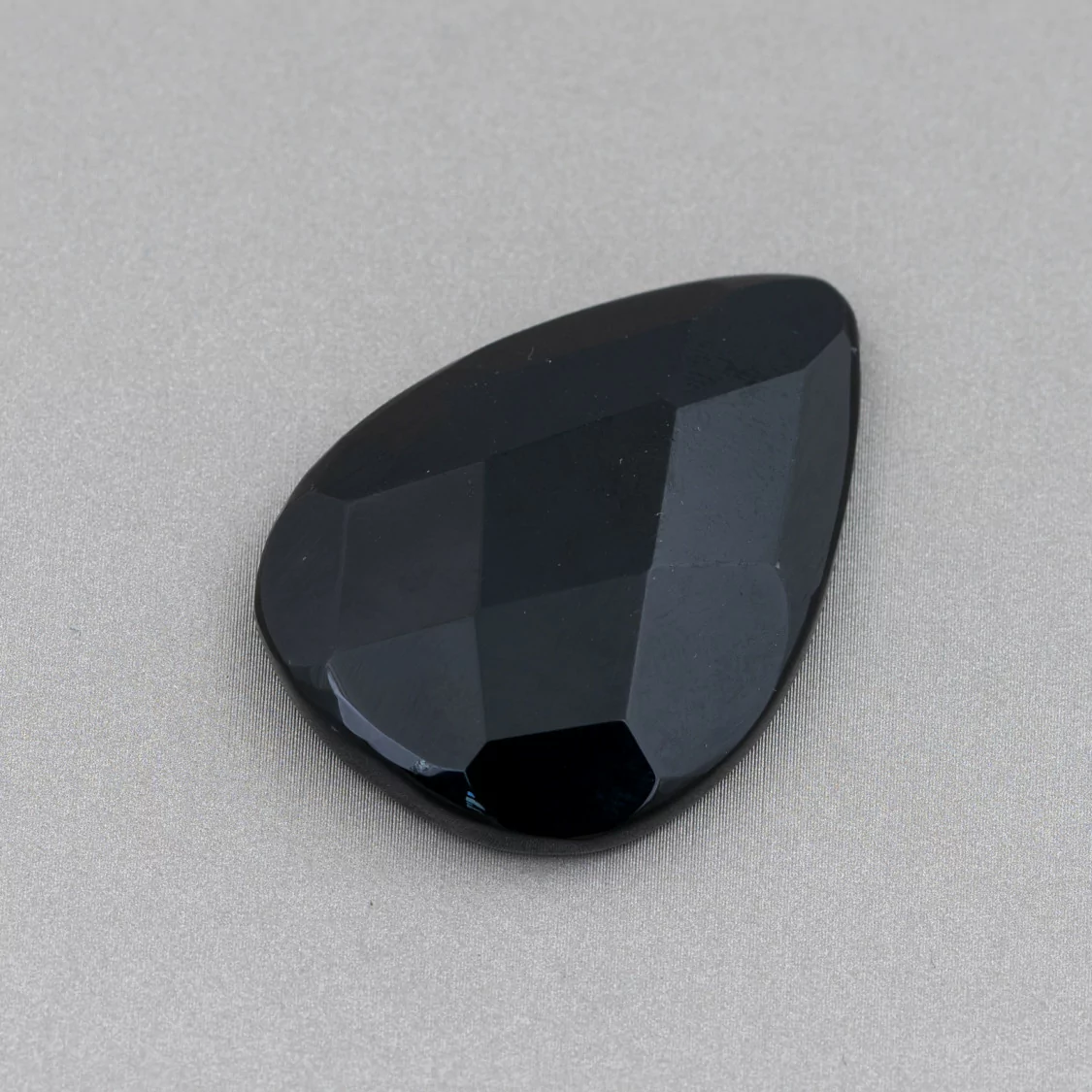 Componente Cabochon Grande Goccia Sfaccettato 30x40mm 1pz Agata Nera- CABOCHON GRANDI | Worldofjewel.com