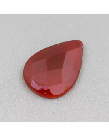 Componente Cabochon Grande Goccia Sfaccettato 30x40mm 1pz Agata Rossa- CABOCHON GRANDI | Worldofjewel.com