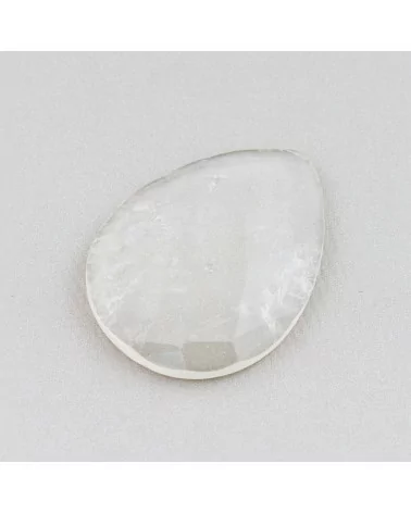 Componente Cabochon Grande Goccia Sfaccettato 30x40mm 1pz Cristallo Di Rocca- CABOCHON GRANDI | Worldofjewel.com