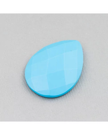 Componente Cabochon Grande Goccia Sfaccettato 30x40mm 1pz Pasta Di Turchese- CABOCHON GRANDI | Worldofjewel.com