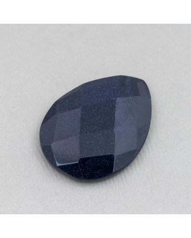 Componente Cabochon Grande Goccia Sfaccettato 30x40mm 1pz Pietra Del Sole Blu- CABOCHON GRANDI | Worldofjewel.com