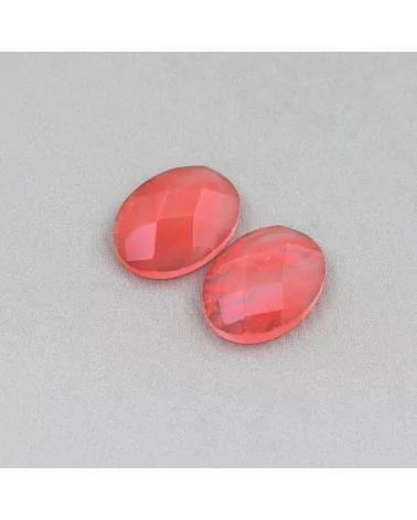 Componente Cabochon Grande Ovale Sfaccettato 15x20mm 4pz Quarzo Cherry Sintetico- CABOCHON GRANDI | Worldofjewel.com