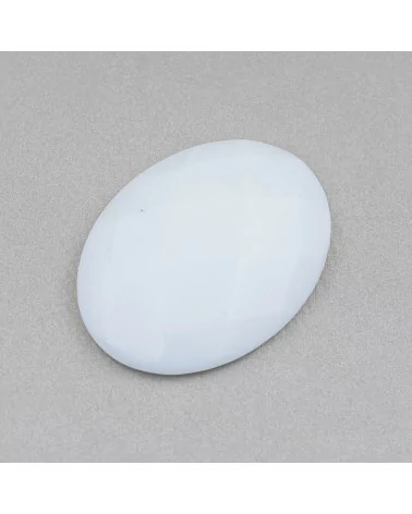 Componente Cabochon Grande Ovale Sfaccettato 30x40mm 1pz Agata Bianca- CABOCHON GRANDI | Worldofjewel.com