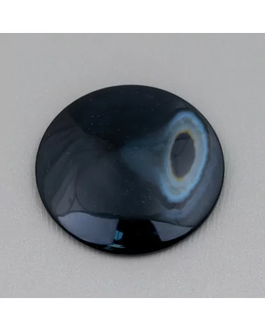 Componente Cabochon Grande Tondo 40mm 2pz Agata Nera- CABOCHON GRANDI | Worldofjewel.com