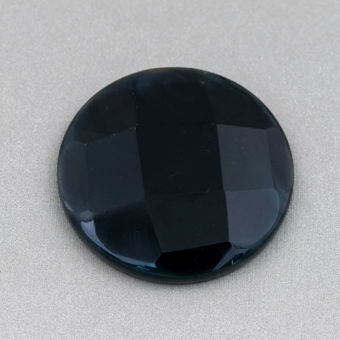 Componente Cabochon Grande Tondo Sfaccettato 40mm 1pz Agata Nera- CABOCHON GRANDI | Worldofjewel.com