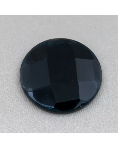 Componente Cabochon Grande Tondo Sfaccettato 40mm 1pz Agata Nera- CABOCHON GRANDI | Worldofjewel.com