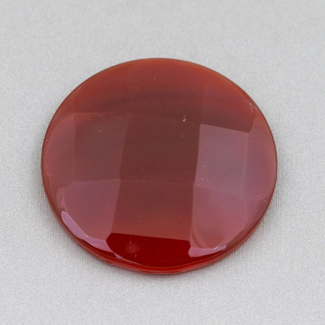 Componente Cabochon Grande Tondo Sfaccettato 40mm 1pz Agata Rossa- CABOCHON GRANDI | Worldofjewel.com