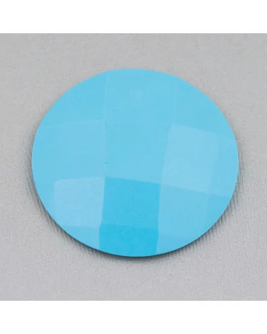 Componente Cabochon Grande Tondo Sfaccettato 40mm 1pz Pasta Di Turchese- CABOCHON GRANDI | Worldofjewel.com