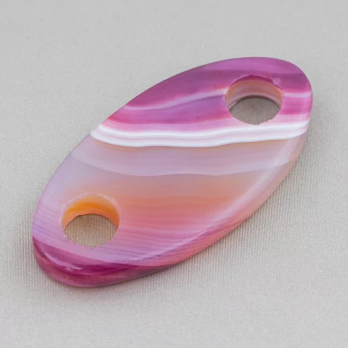 Creole Oval Component 30x60mm 2pcs Striped Purple Agate