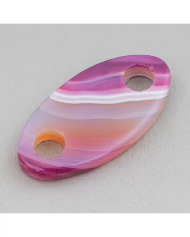 Componente Creola Ovale 30x60mm 2pz Agata Viola Striata-COMPONENTI DI PIETRE DURE | Worldofjewel.com