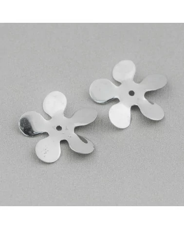 Componente Di Argento 925 Fiore Con Foro Centrale 17mm 12pz-CONNETTORI LISCI | Worldofjewel.com