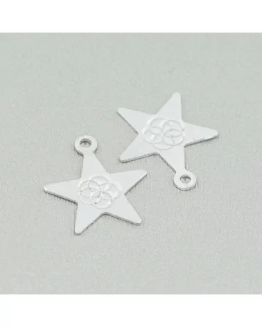 Componente Pendente Di Argento 925 Piastra Lavorata Stella 13x15mm 12pz-CONNETTORI LISCI | Worldofjewel.com