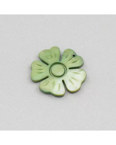 Componente Pendente Di Madreperla Piatta Inciso 25mm 4pz Verde-COMPONENTI DI PIETRE DURE | Worldofjewel.com