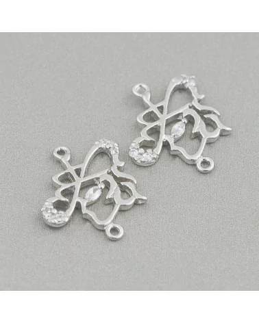 Connettore Componente Di Argento 925 Astratto Con Zirconi 16x17mm 8pz Rodiato-CONNETTORI CON PIETRE | Worldofjewel.com