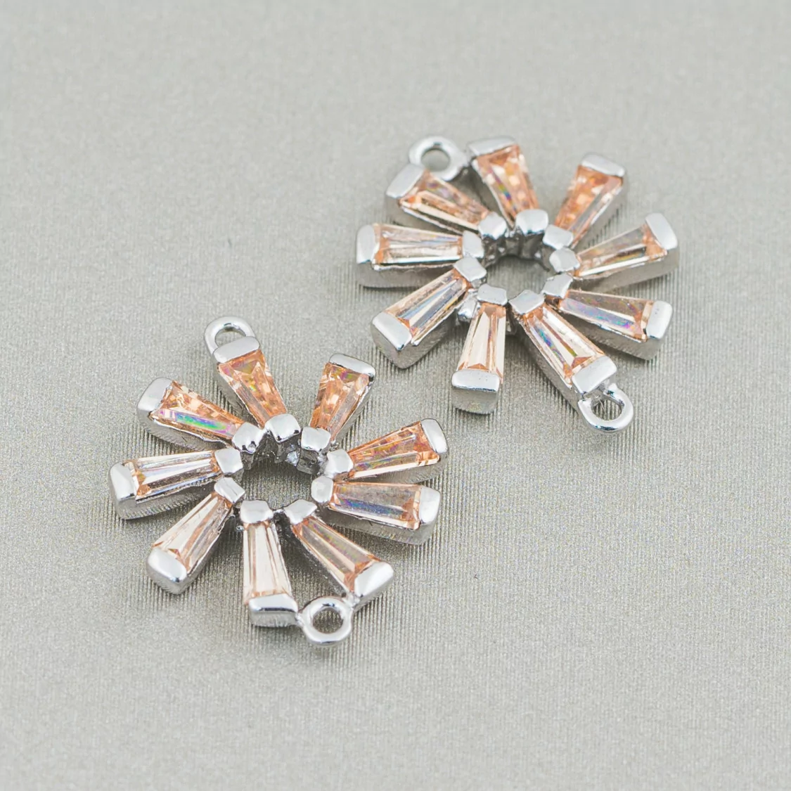 Connettore Componente Di Argento 925 Rondella Con Zirconi Champagne 14x17mm 4pz-CONNETTORI PAVE' | Worldofjewel.com