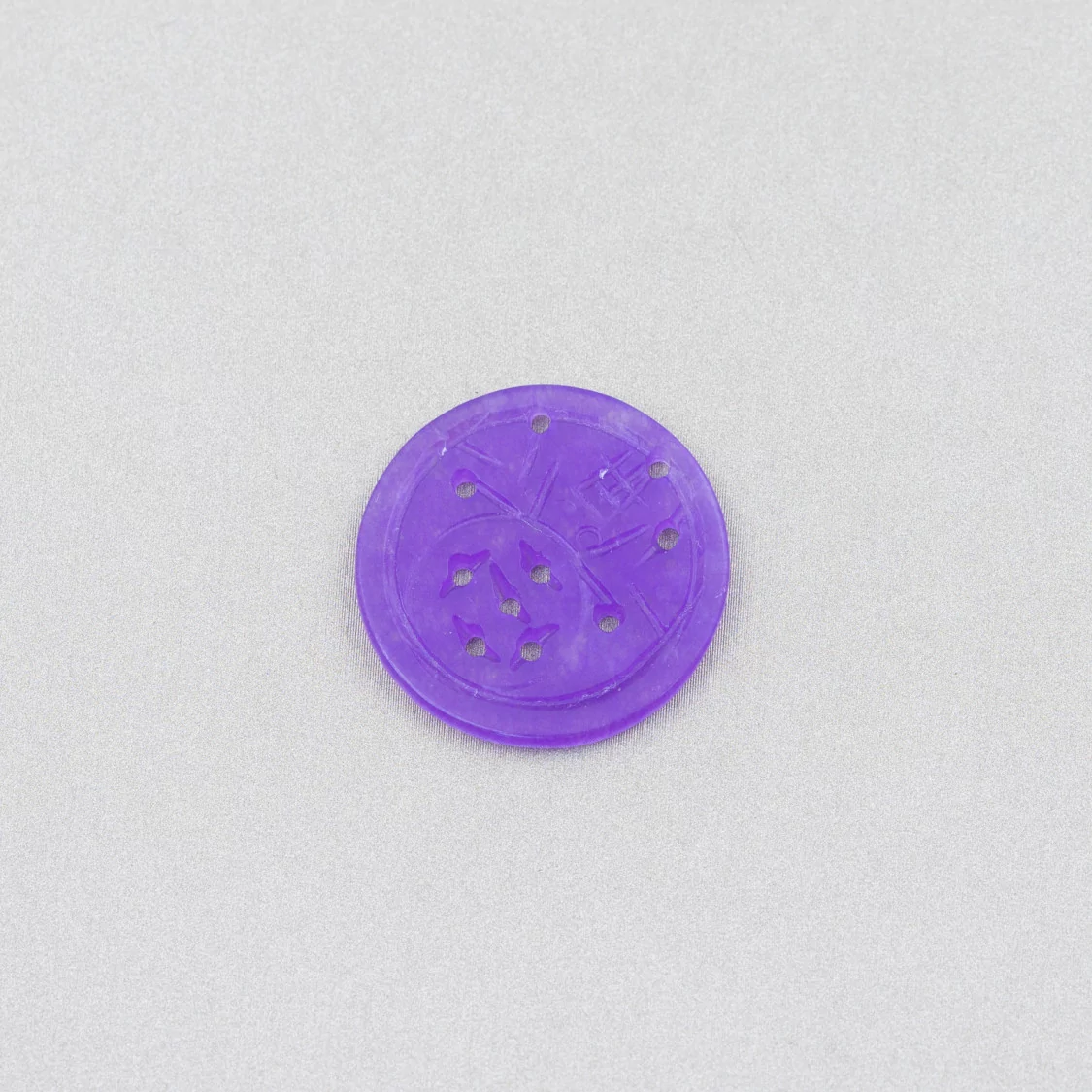 Componente Di Giada Burma Inciso Piastra 3pz Tondo 23-25mm Viola-COMPONENTI DI GIADA BURMA | Worldofjewel.com