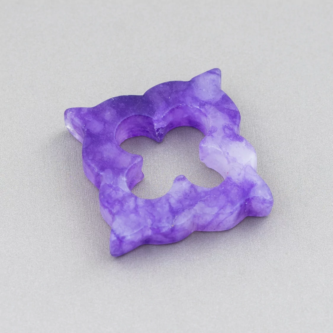 Componente Pendente Cornetto 33mm Senza Foro 2pz Quarzo Viola-COMPONENTI DI PIETRE DURE | Worldofjewel.com